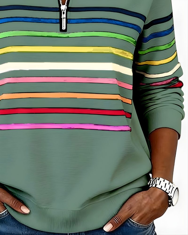 Raina Striped Zip Hoodie