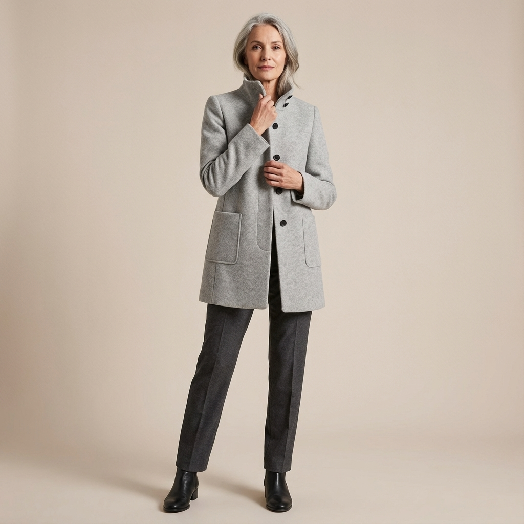 Adele High Collar Wool Blend Jacket