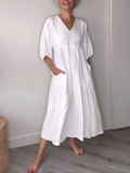 Daisy Elegance V-Neck Maxi Dress