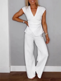 Natalie Elegant V-Neck Top & Trousers Set