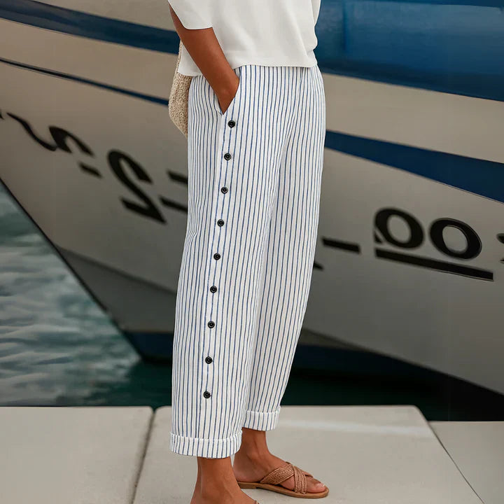 Alma Seabreeze Stripe Button Trousers