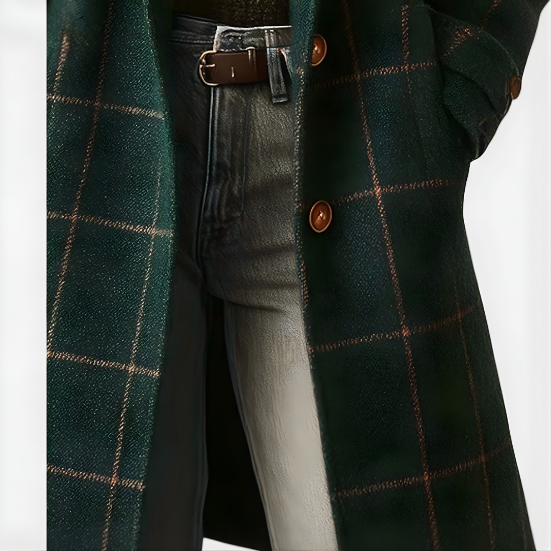 Kora Long Tweed Plaid Coat