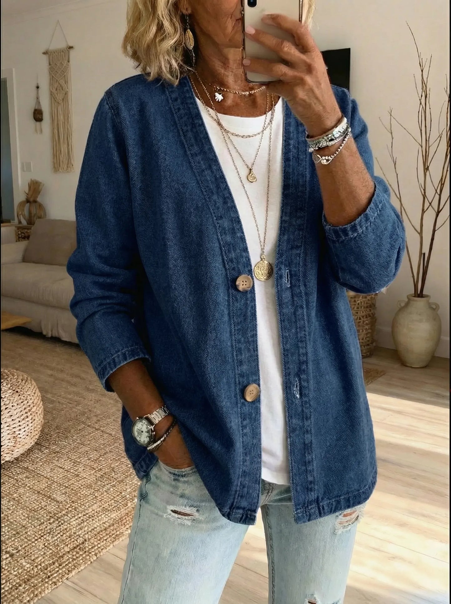 Corinne Denim Button Coat