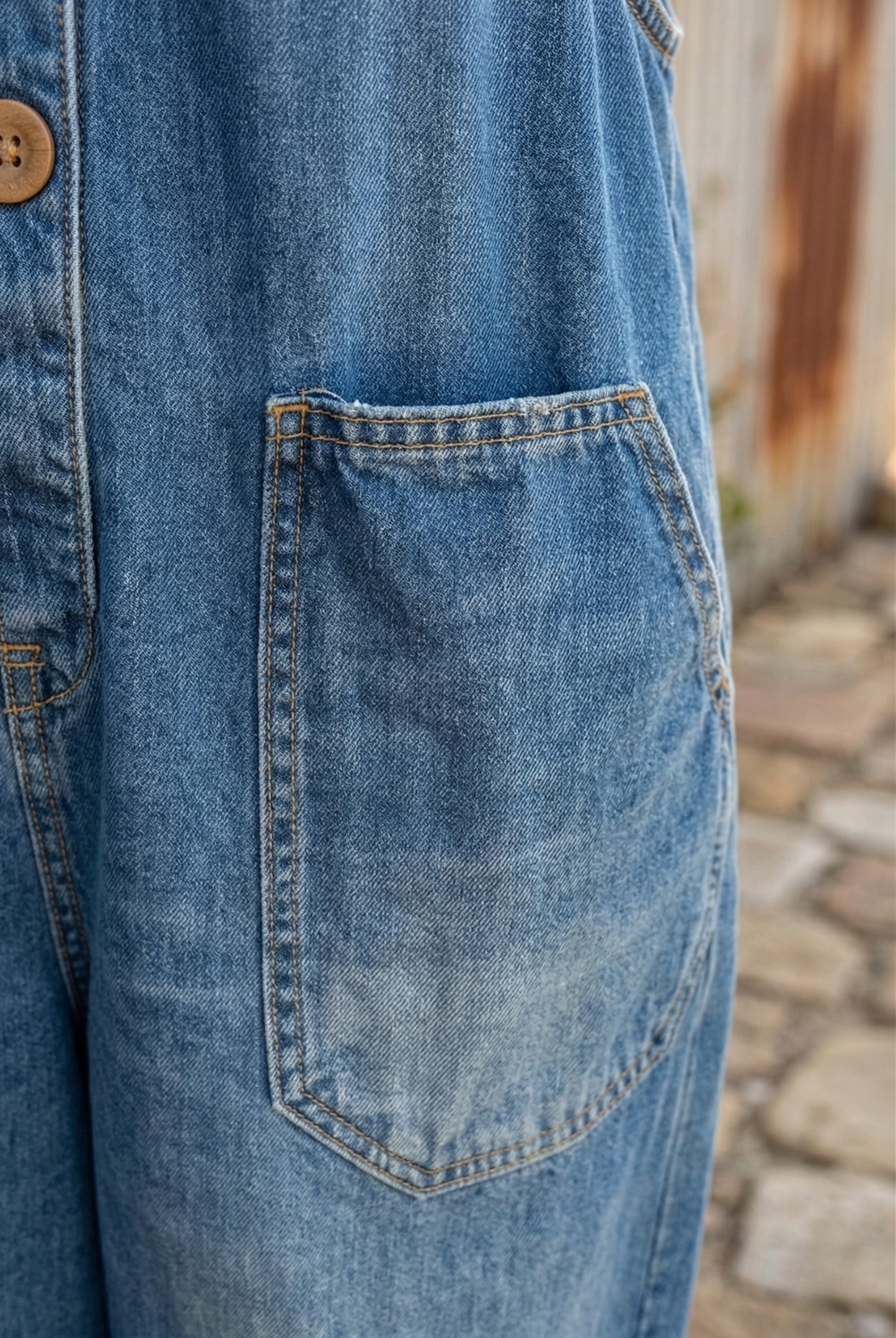 Lettie Vintage Washed Denim Dungaree