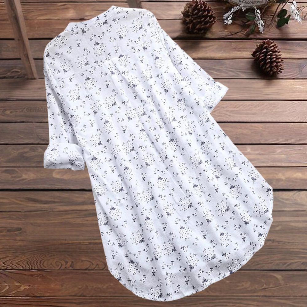 Vienna Elegant and long floral blouse for women