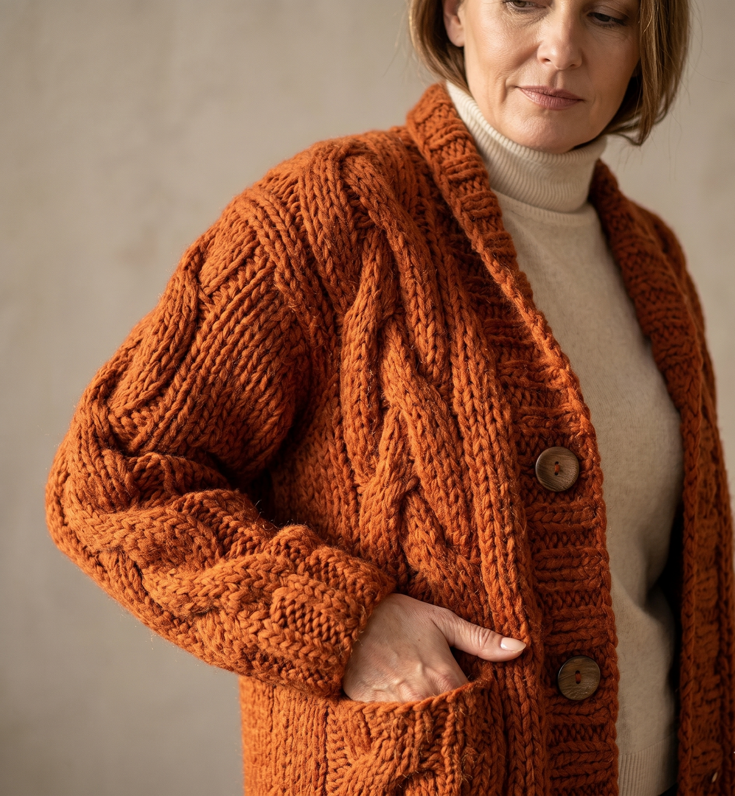 Alessia Elegant Cable Knit Coat