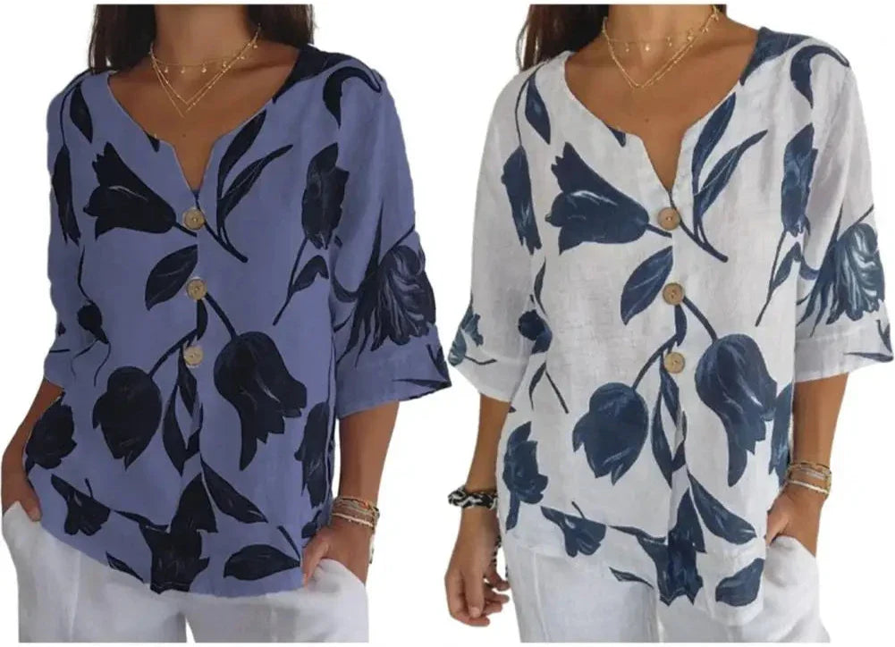 Talia Floral Button Top