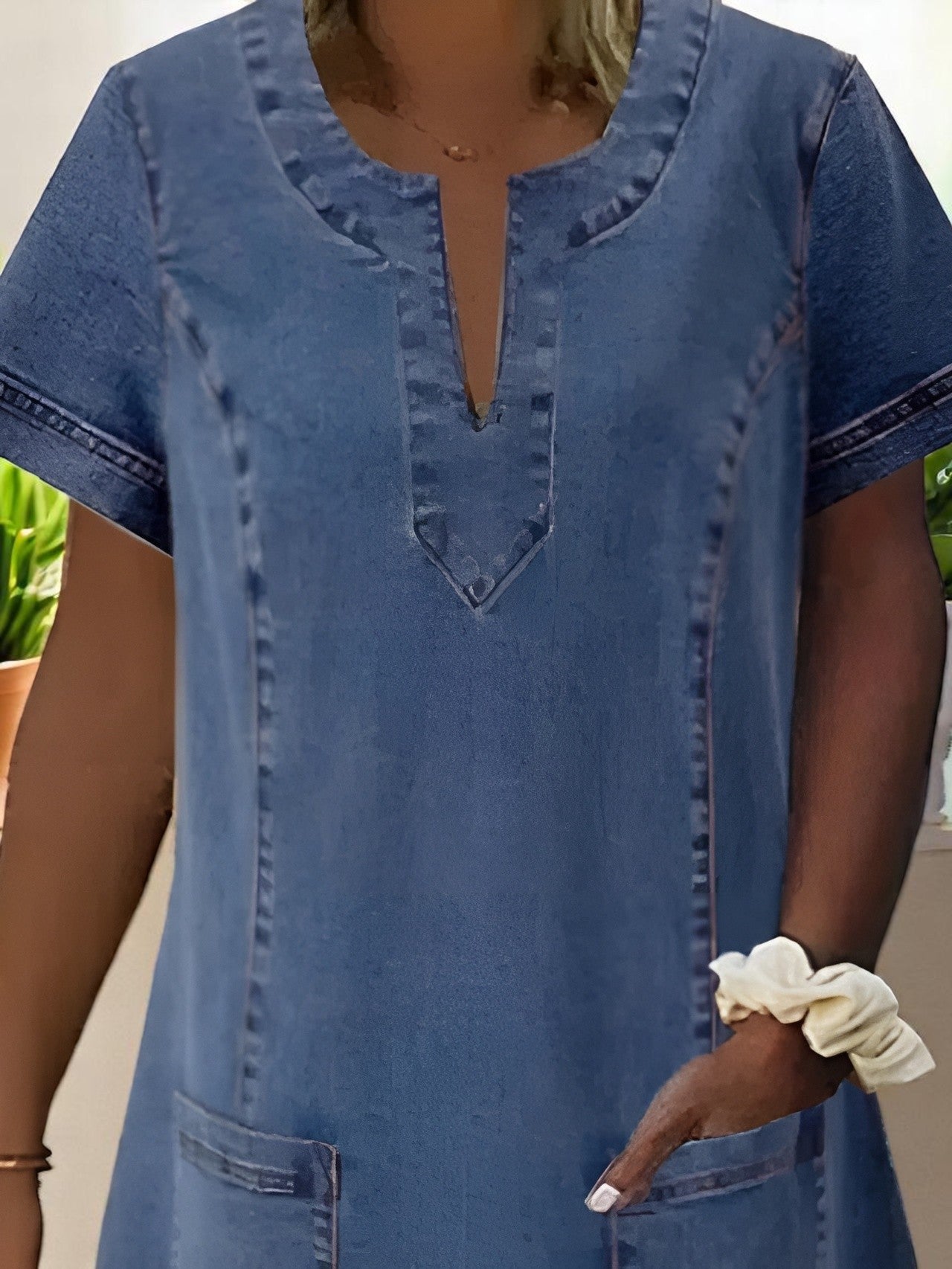 Orthelia Soft Denim Dress with Front Pockets