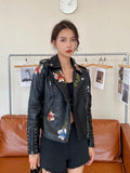 Rose Ladies Floral Leather Jacket