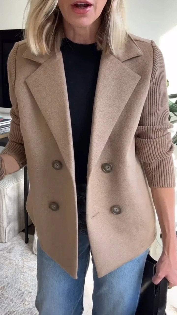 Camryn Elegant Knit-Sleeve Blazer