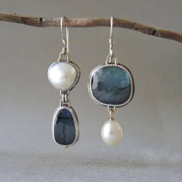 Rosa Vintage Blue Natural Stone Earrings