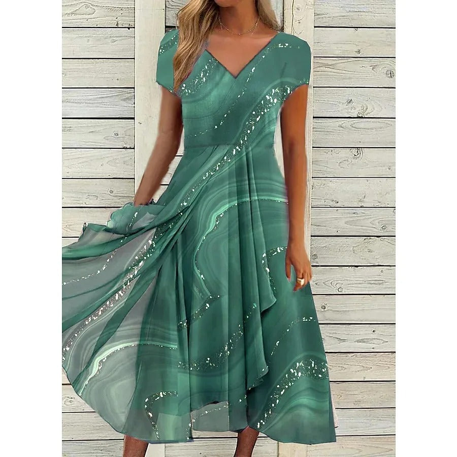 Josephine Elegant V-Neck Midi Dress