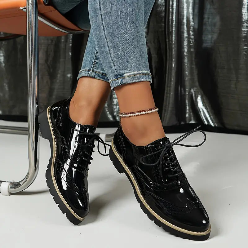 Teddy Glossy Brogue Orthopaedic Shoes