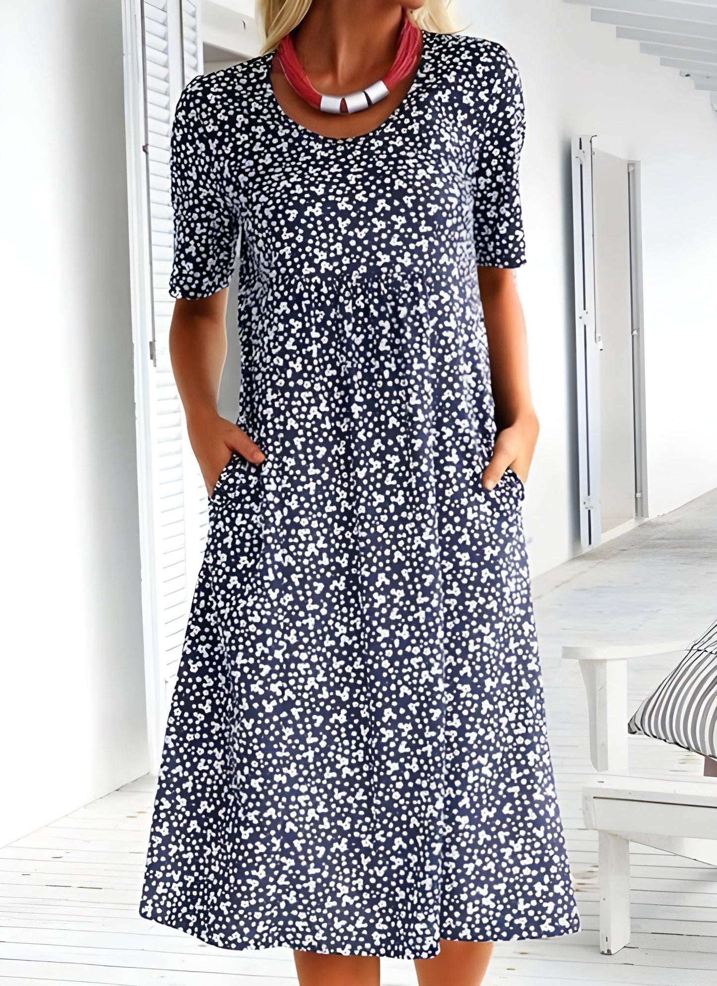 Qahira Casual Round Neck Dress