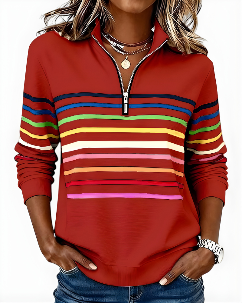Raina Striped Zip Hoodie