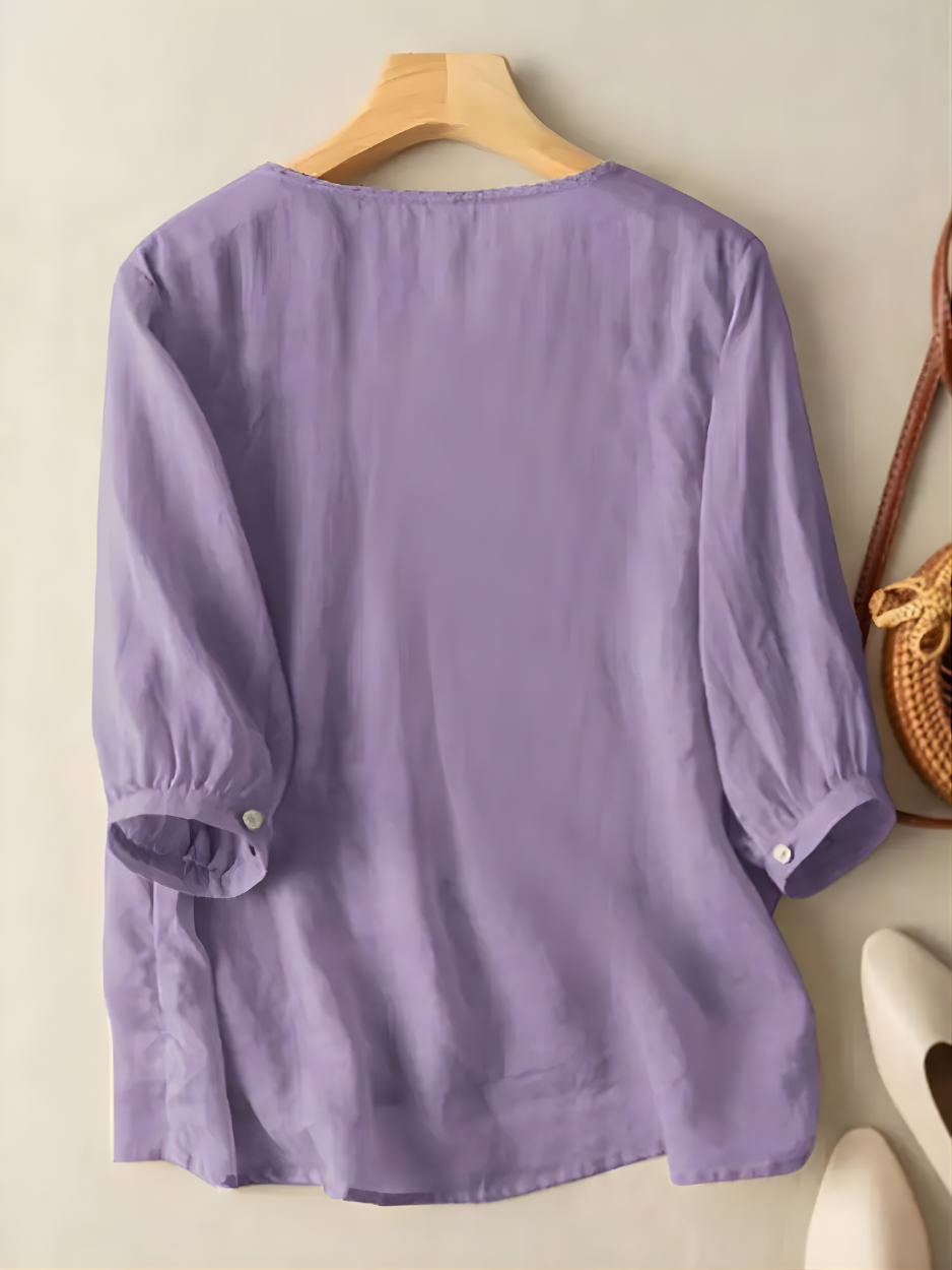 Violet Embroidered Boho Blouse
