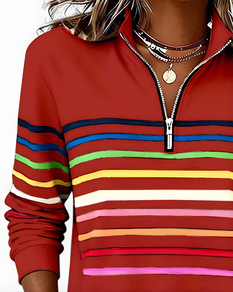 Raina Striped Zip Hoodie