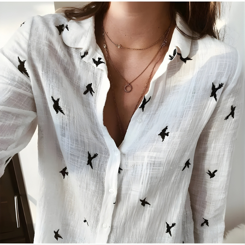 Leah Cotton Long Sleeve Blouse