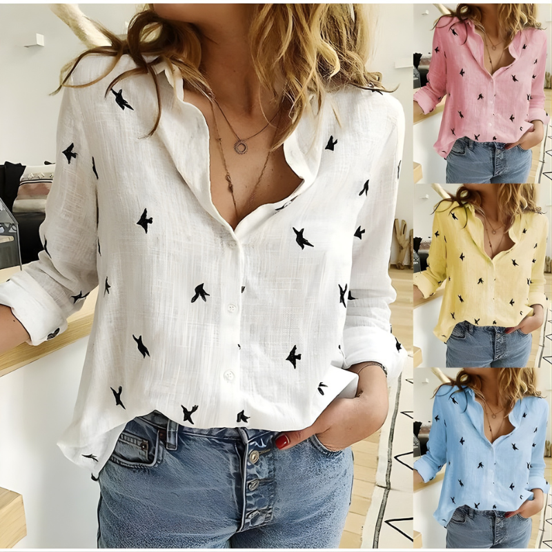 Leah Cotton Long Sleeve Blouse
