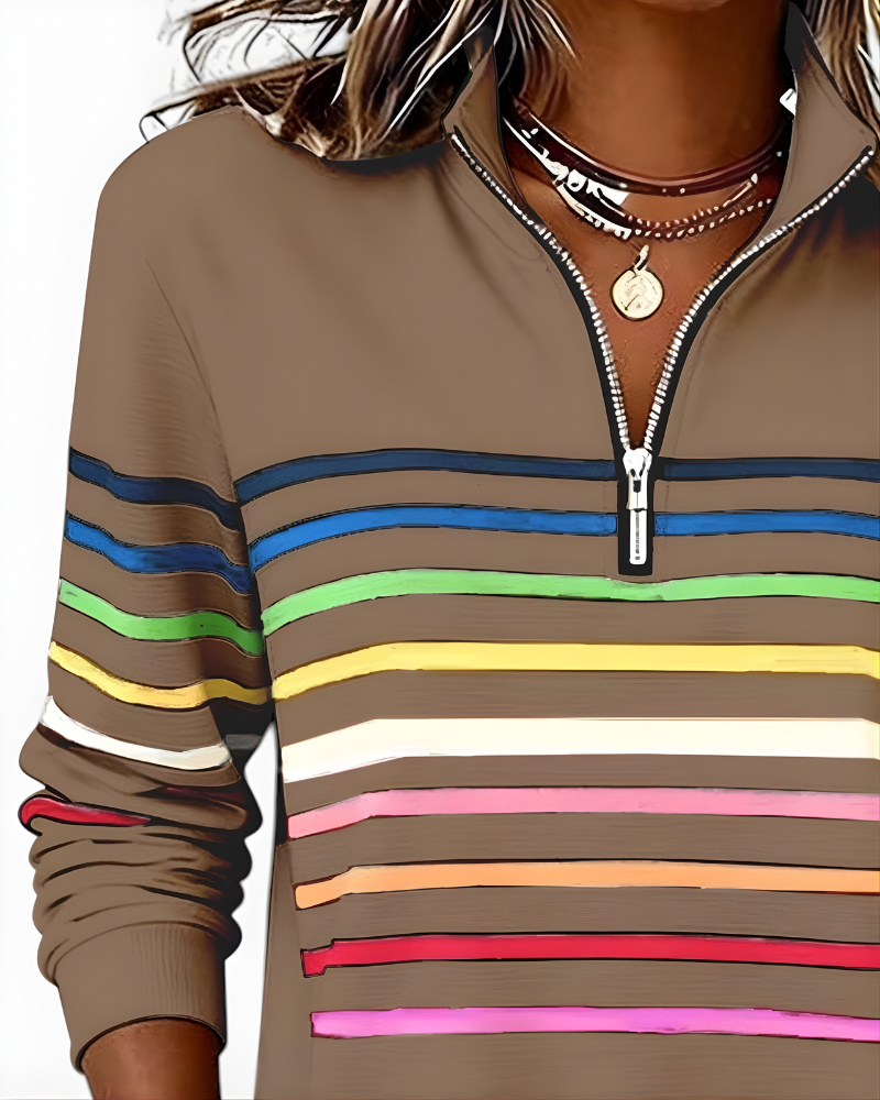 Raina Striped Zip Hoodie