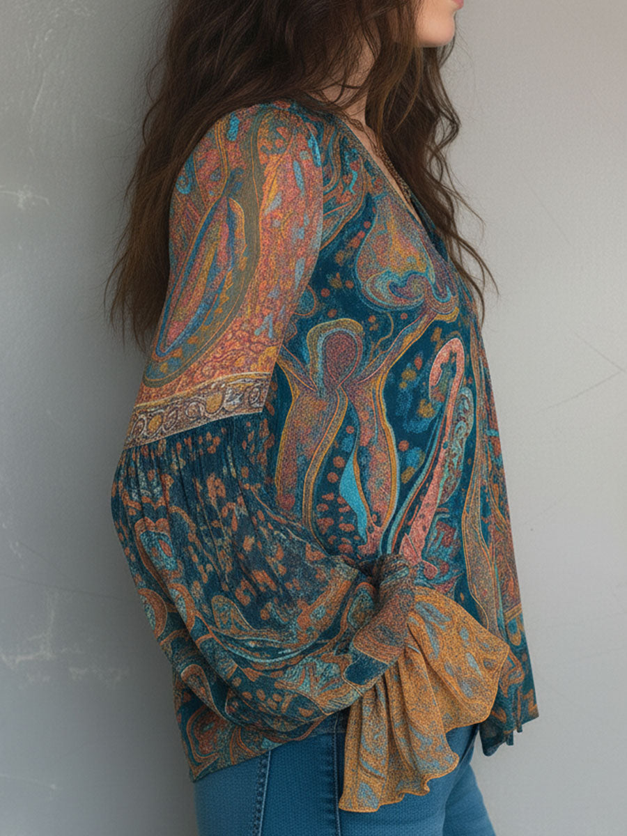 Selah Boho Paisley Chiffon Blouse
