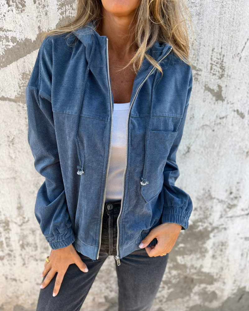 Louise Corduroy Hooded Zip Jacket