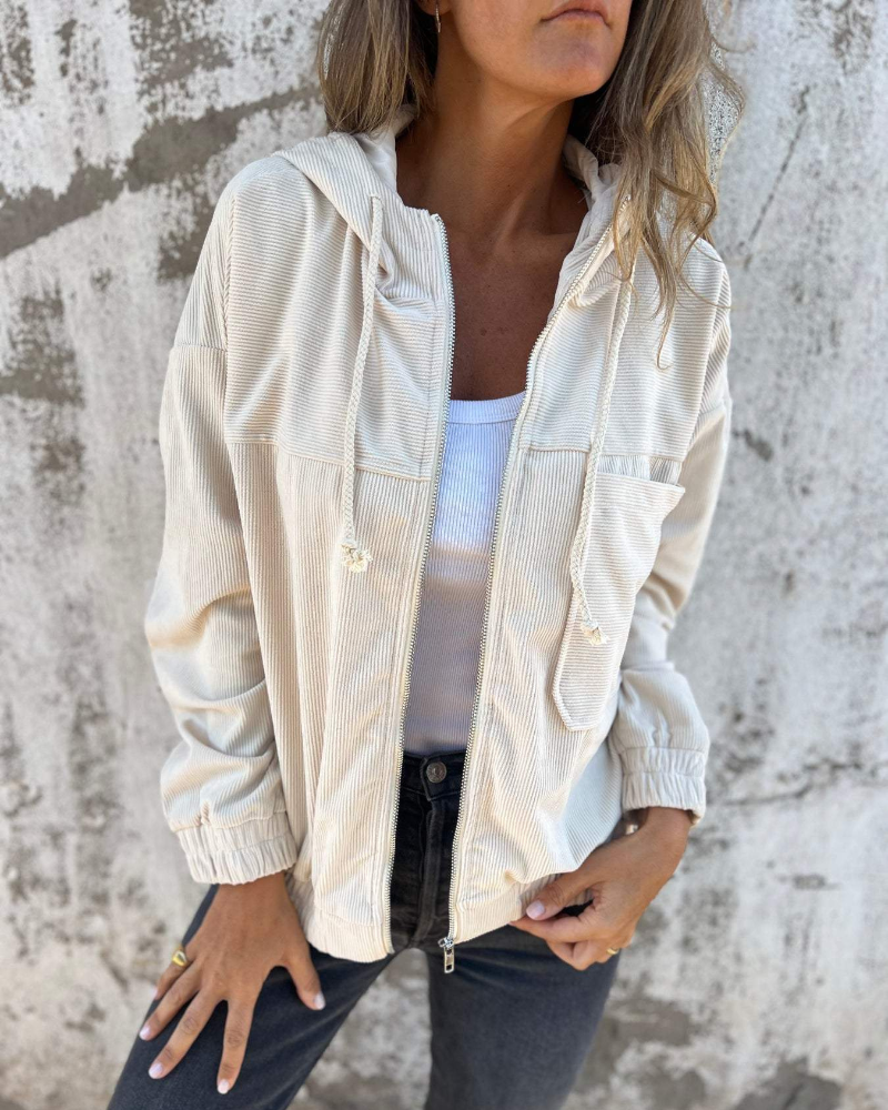 Louise Corduroy Hooded Zip Jacket
