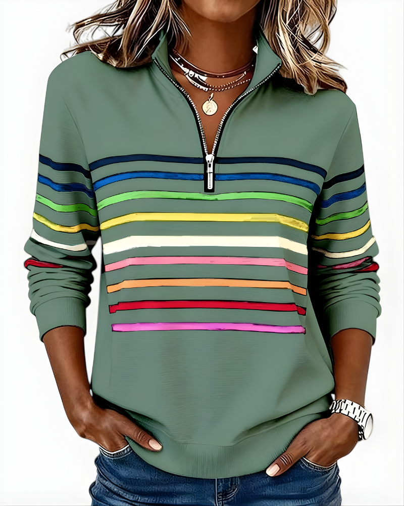 Raina Striped Zip Hoodie