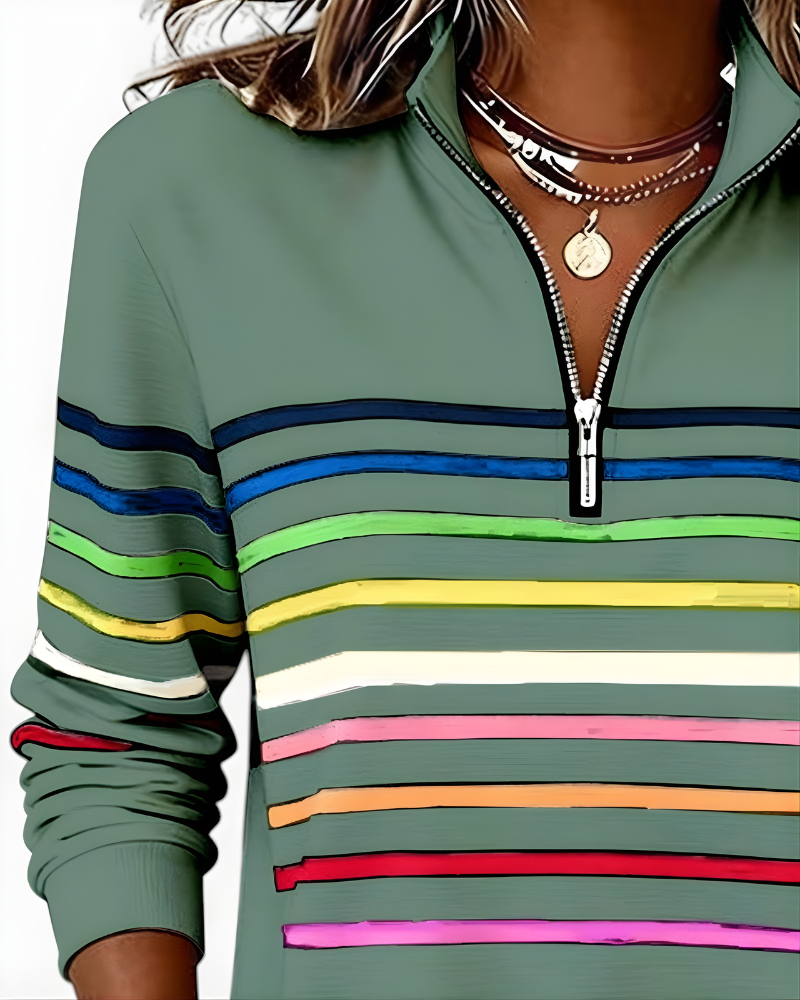 Raina Striped Zip Hoodie