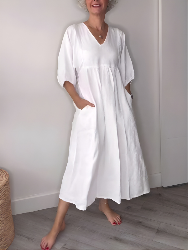 Daisy Elegance V-Neck Maxi Dress