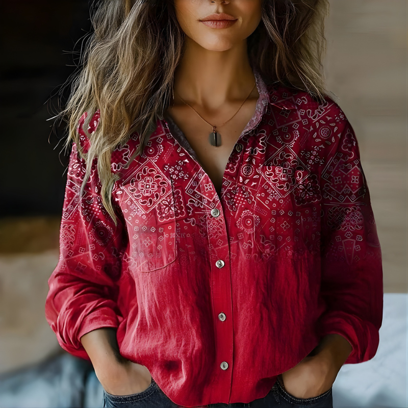 Natalie Printed Vintage Blouse