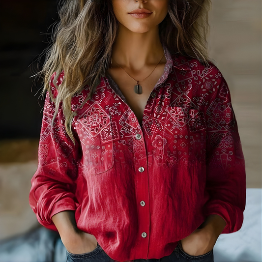 Natalie Printed Vintage Blouse