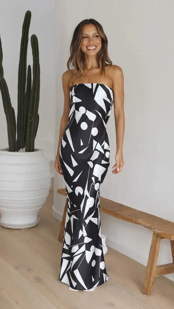 Grecia Stylish Strapless Maxi Dress
