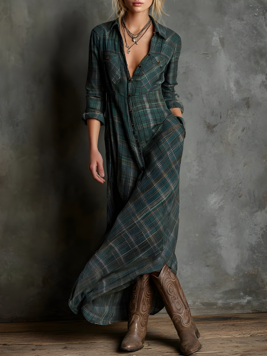 Cassandra Plaid Maxi Dress
