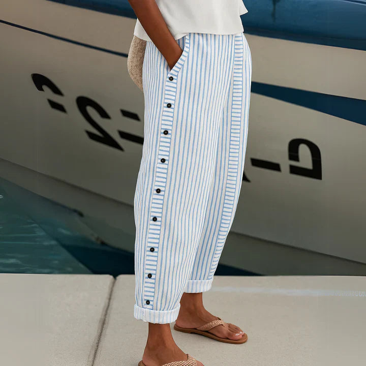Alma Seabreeze Stripe Button Trousers