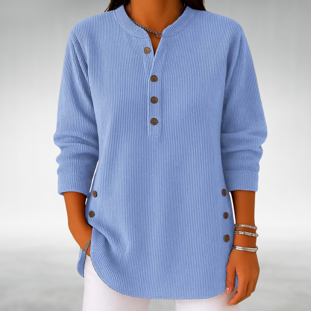 Lilian Retro Corduroy V-Neck Top