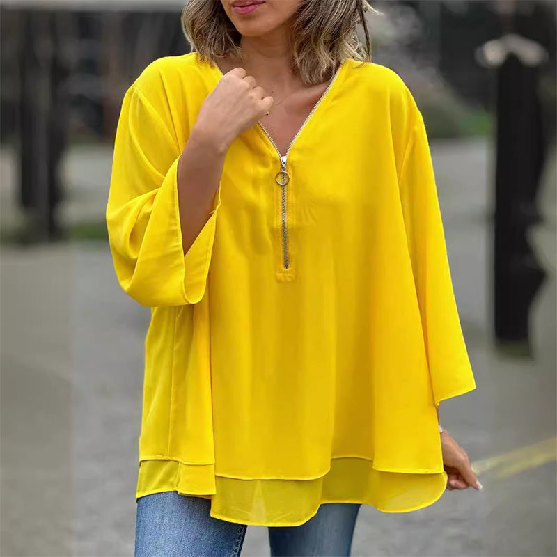 Ember Chiffon Zipper Blouse