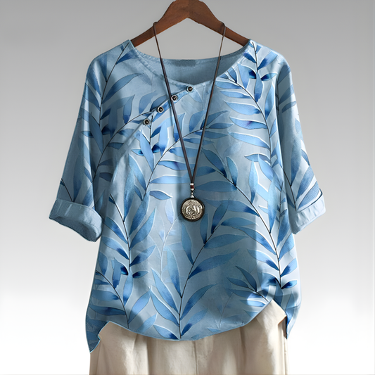 Lusette Nature-Inspired Button Detail Top