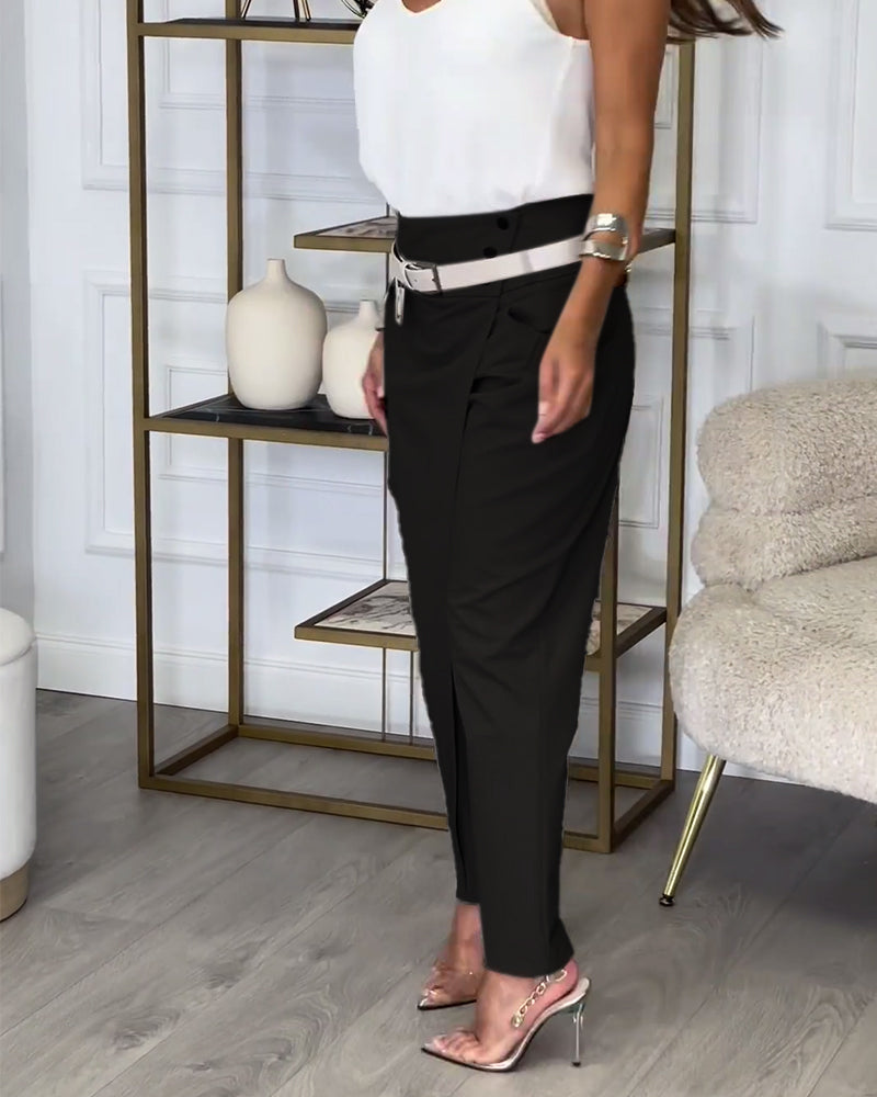 Katerina Patchwork Pants with Belt