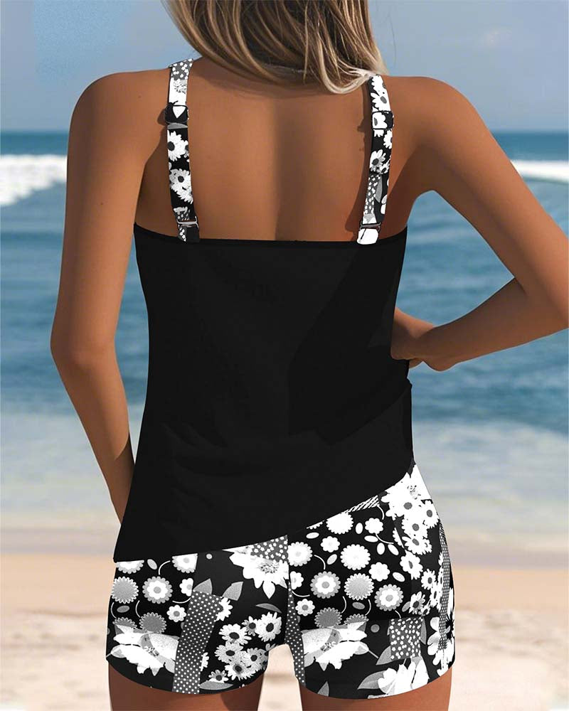 Martha Printed Tank & Boxer Swimsuit Set