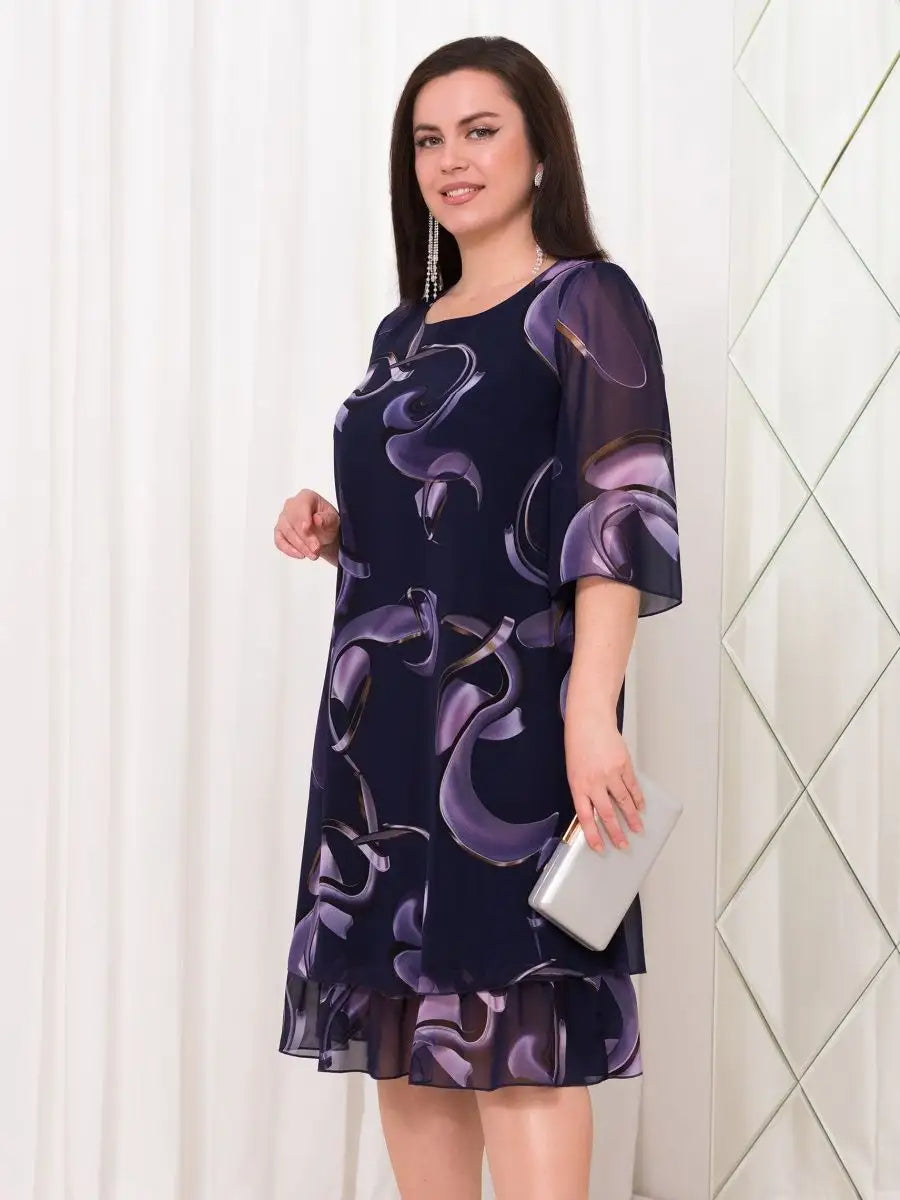 Emma Midnight Swirl Chiffon Dress