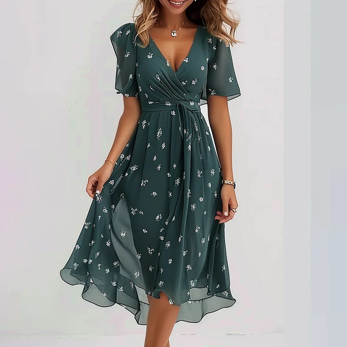 Grace Elegant Short Sleeve Dress