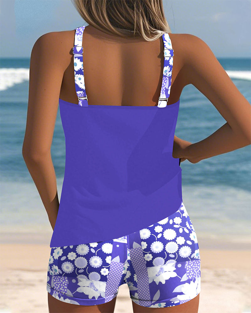 Martha Printed Tank & Boxer Swimsuit Set