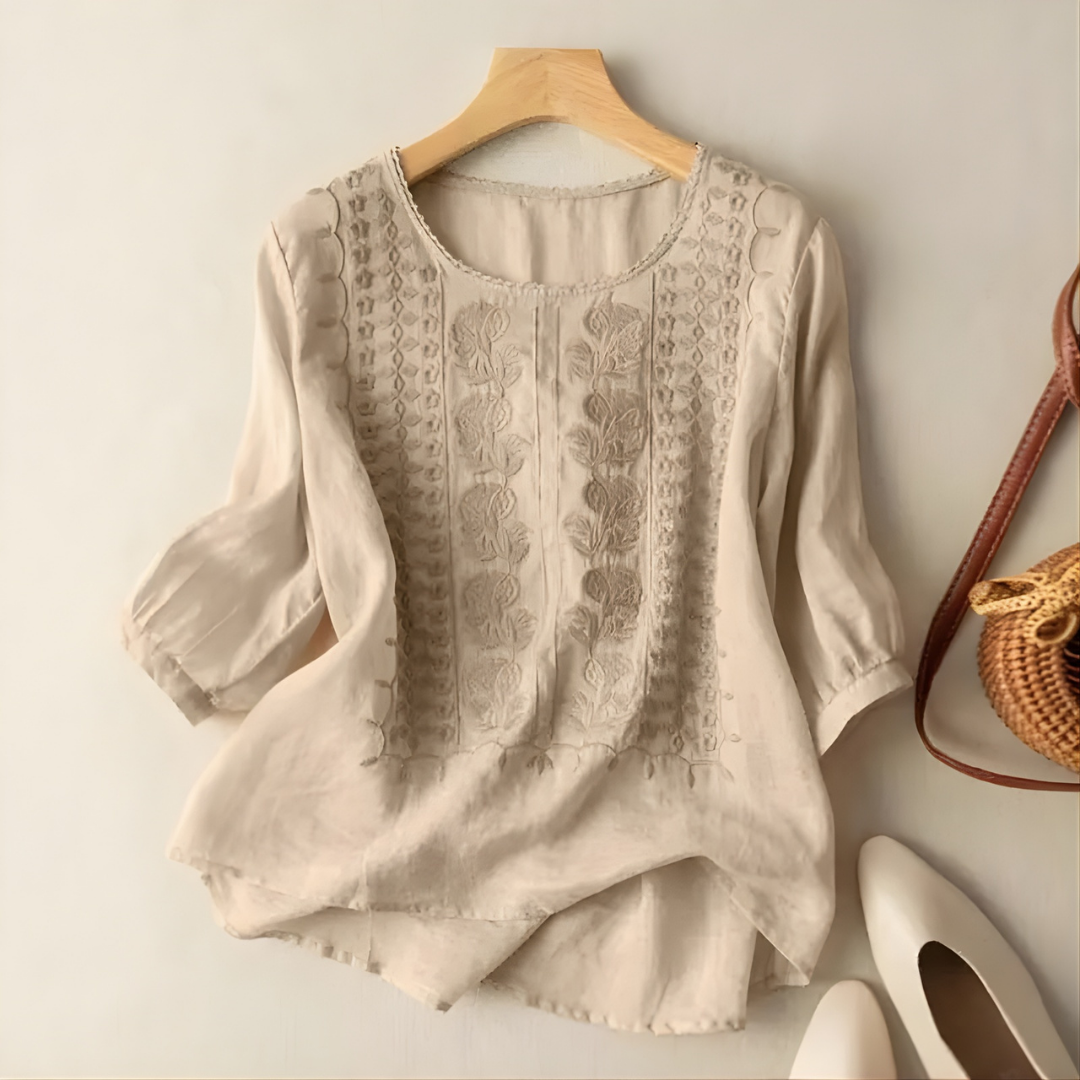 Violet Embroidered Boho Blouse