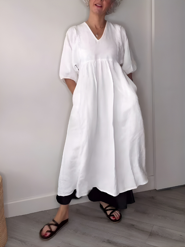 Daisy Elegance V-Neck Maxi Dress