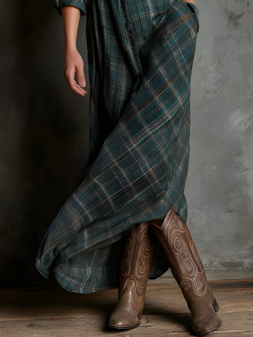 Cassandra Plaid Maxi Dress