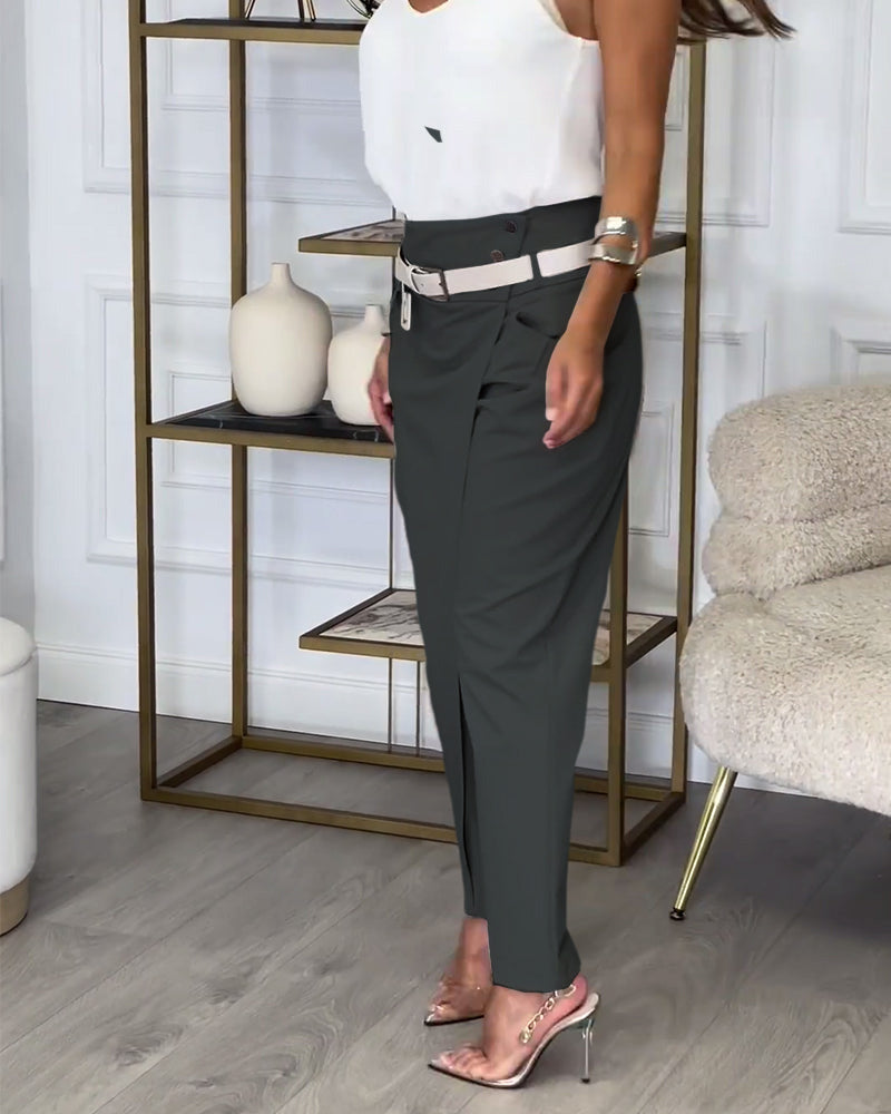 Katerina Patchwork Pants with Belt