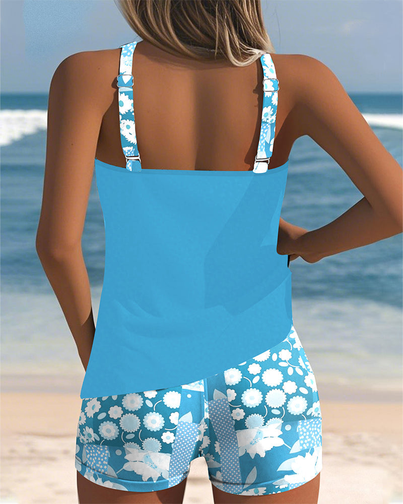 Martha Printed Tank & Boxer Swimsuit Set