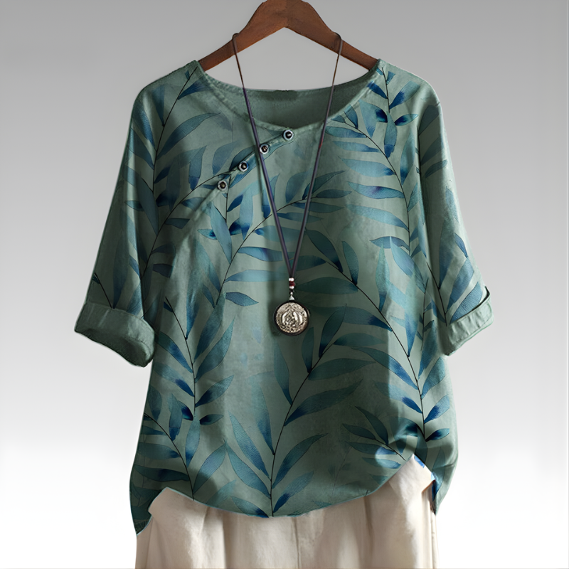Lusette Nature-Inspired Button Detail Top
