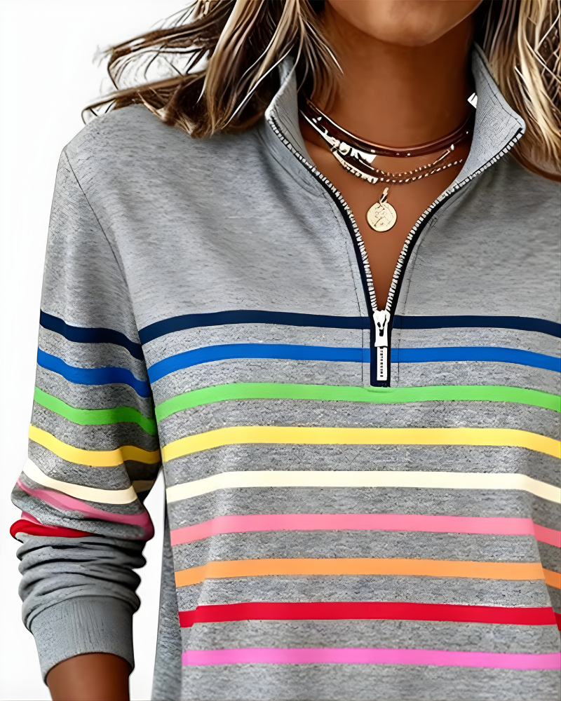 Raina Striped Zip Hoodie